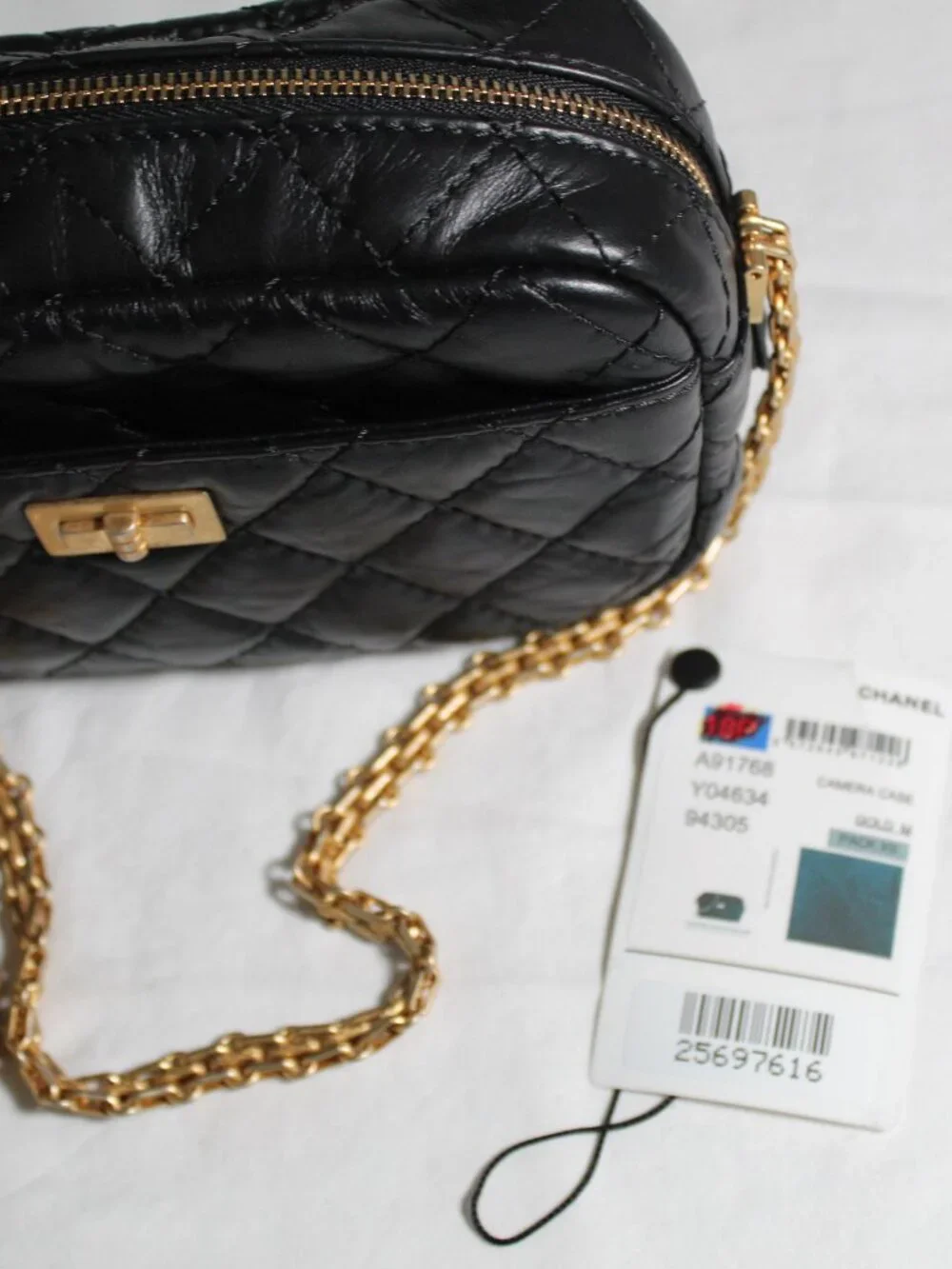 Chanel Black Leather 2.55 Reissue Camera Case Crossbody Zip Top Shoulder Bag
